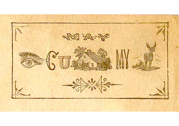 たくさん暗示的な符号のある交友カード「May I see you home my dear?」 | 二百年前流行した交友カード