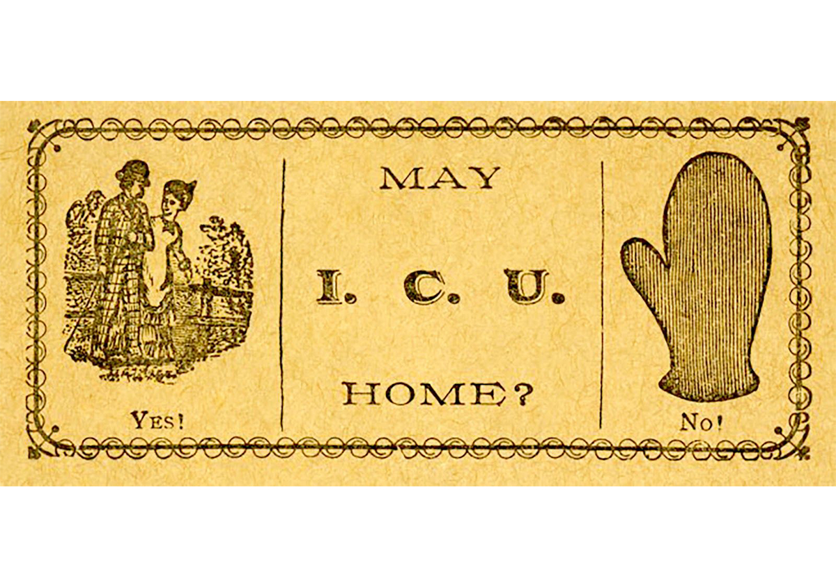 「May I see you home?」yes かno の選択肢が付いている見送るカード。 | 二百年前流行した交友カード